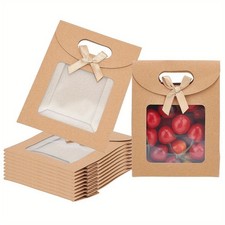 24Pcs Blank Kraft Paper Bags 11.9x6.15x15.7cm Stand Up Gift Bag With Handles
