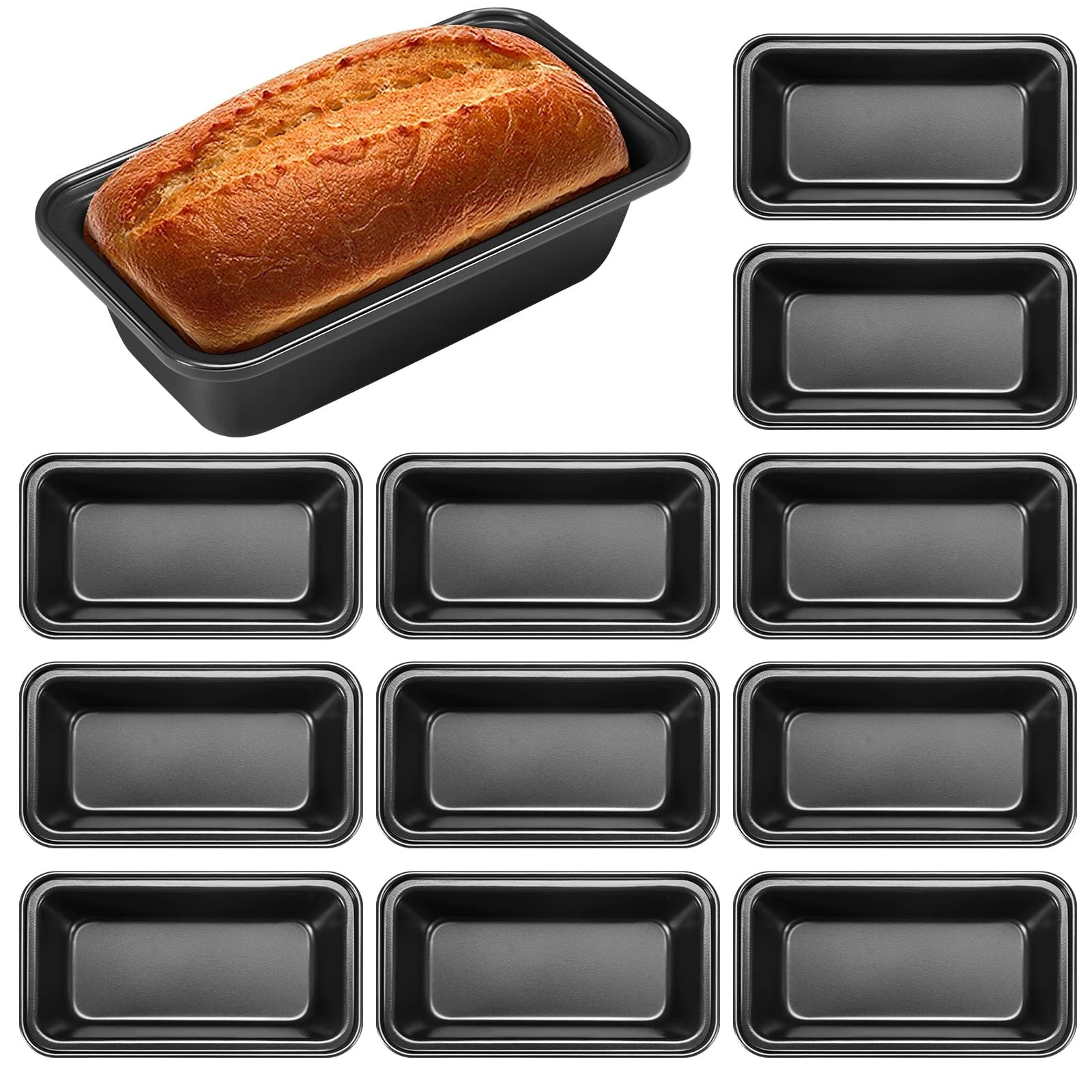 12 Pcs Large Loaf Pan for Baking Bread Non Stick Small Banana Bread Tins 10.6...