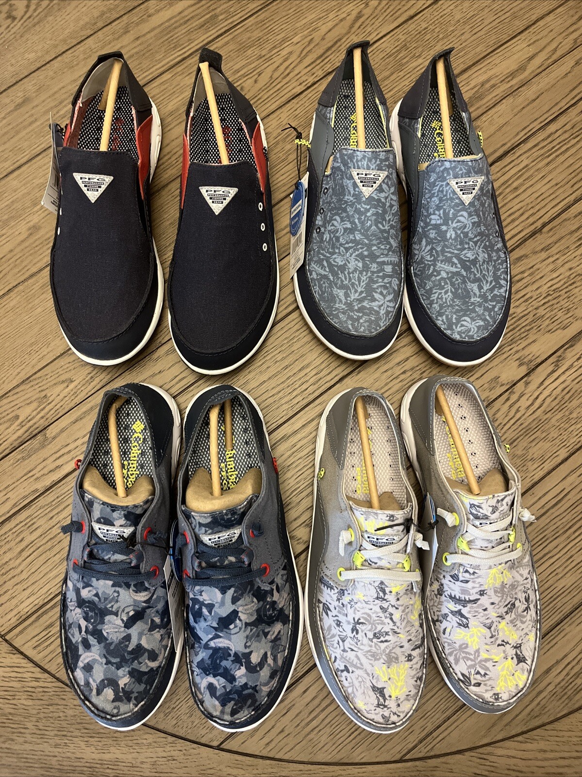 Lotto di 4 scarpe da barca rilassate PFG Columbia da uomo Bahama Vent taglia 9