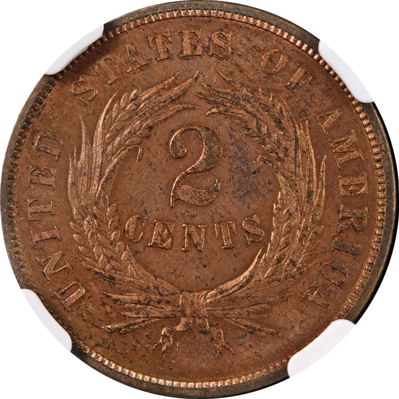 1866 Two (2) Cent Piece Proof NGC PF64 RB Great Eye Appeal Strong Strike - Image 2 of 4