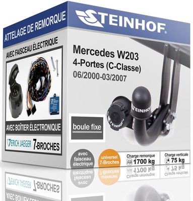FESTE ANHÄNGERKUPPLUNG für MERCEDES-BENZ W203 4-Türer 2000-2007 + UNIV.7-b SET