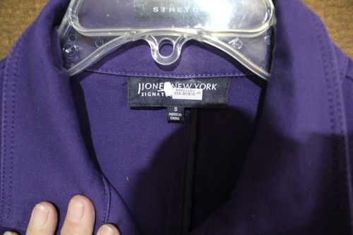 Jones New York Signature Royal Purple Jacket Coat Belted Pockets - Picture 2 of 6
