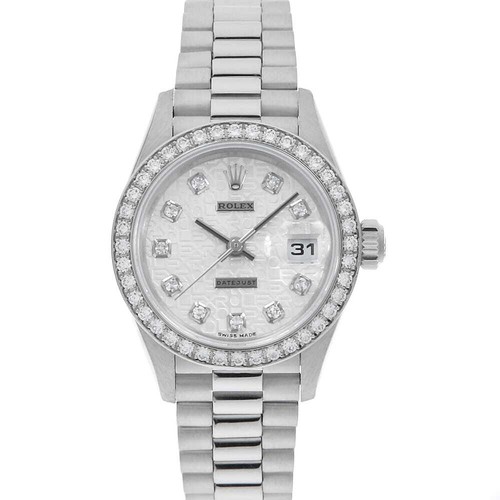 ROLEX datejust bezel diamond 79136G Silver Carving computer P Number second ...