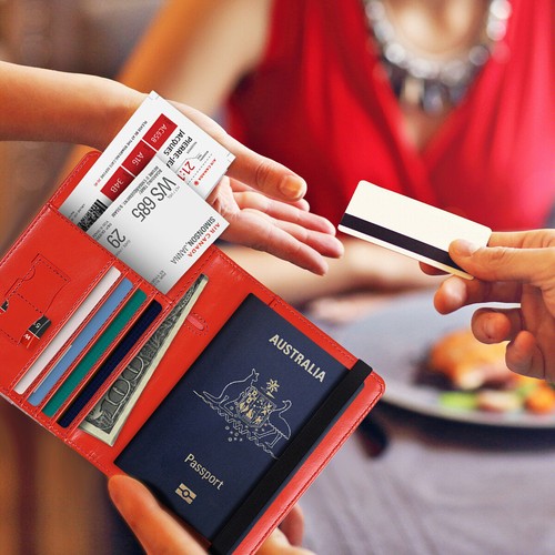 RFID Australia Passport Wallet Travel Leather Cards Holder Cover Case Women Men - Picture 97 of 102