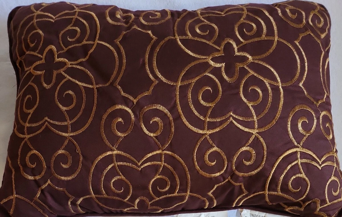 Sunham Decorative Pillow 12 x 18 Embroidered Burgundy Geometric Polyester