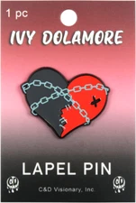 Ivy Dolamore Chained Black Red Heart Goth Punk Badge Button Lapel Enamel Pin