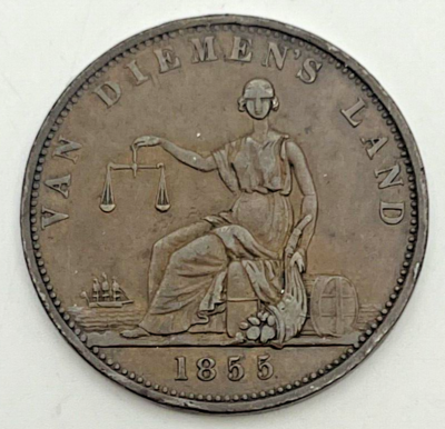 1855 Tasmania Australia 1 Penny R. Josephs Van Diemen's Land