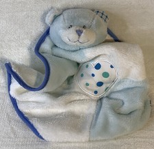 Baby Ganz Lovey Teddy Bear Blue Security Blanket Soft Heart Center