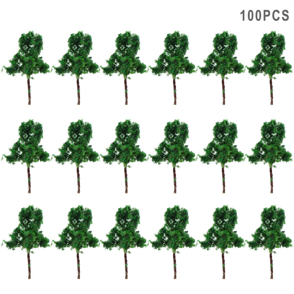 100pcs Z Scale 1:220 Deep Green Model Trees Iron Wire 30mm Railroad D3010 - Image 3 of 4