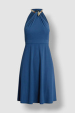Ralph Lauren Women's Blue Jersey Halter Rope-Neck Sleeveless Dress Size 4