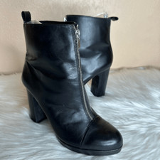 Zara Black Zip Front Ankle Boots Size 40/9