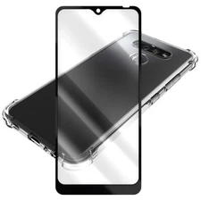 Shockproof Black Frame Screen Protector Film+Soft TPU Case for LG K51 LM-K500QM