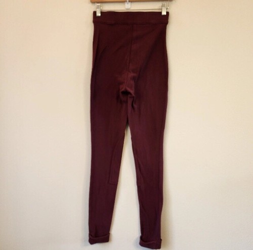 American Apparel USA Women Sz M High Rise Riding Pant Ribbed Equestrian Burgundy - Picture 8 of 18