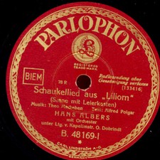 HANS ALBERS Schaukellied aus "Liliom" / Alabama-Lied "Rivalen"  Schellack S8113