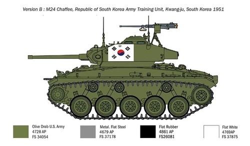 Model Kit To Assemble, M24 Chaffee, Korean War, 1:35 Italeri - Picture 7 of 8