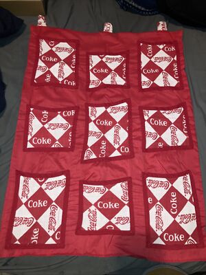 vintage coke a cola collectible tapestry 28x20 inch with 9 storage pockets