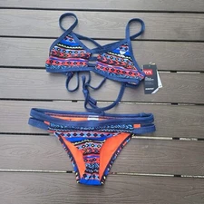 TYR Durafast Womens Sante Fe Tieback Top (XS)  & Bikini Bottom (S)  New No Tag