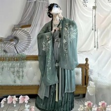 Hanfu Dress WomenTraditional Vintage Hanfu CostumePrinted Hanfu Green 3pcs Sets