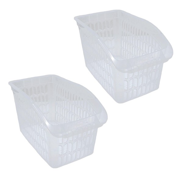 2X Aufbewahrungskorb Transparent 17,5 X 29 X 17,5 Cm Aufbewahrungsbox Kunststoff-image