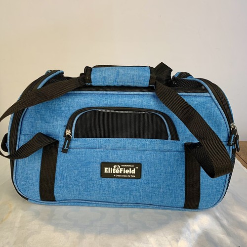 EliteField Dog Cat Crate 3- Door Folding Carrying Soft 17" L x 11" H x 9” Blue - Picture 5 of 10