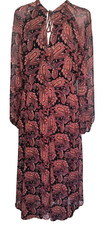 Tommy Hilfiger Women's Dress Size 8 Casbah Paisley Print Long Sleeve Midi 