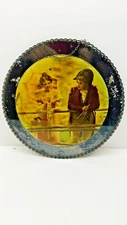 Antique Reverse Glass Flue Cover With Man & Woman May, Stern & Co. 9.75"