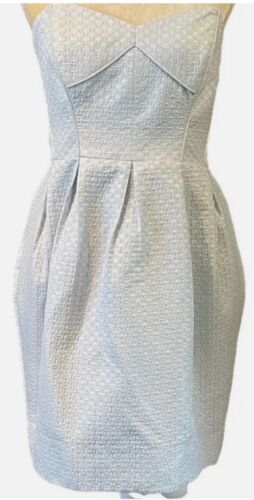 Mini robe sans bretelles texturée Shoshanna avec poches taille 0 bleu glace neuve avec étiquettes revolve - Photo 1/18
