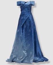 1895 Rene Ruiz Collection Women's Blue Off Shoulder Ombr Gown Dress Size 16