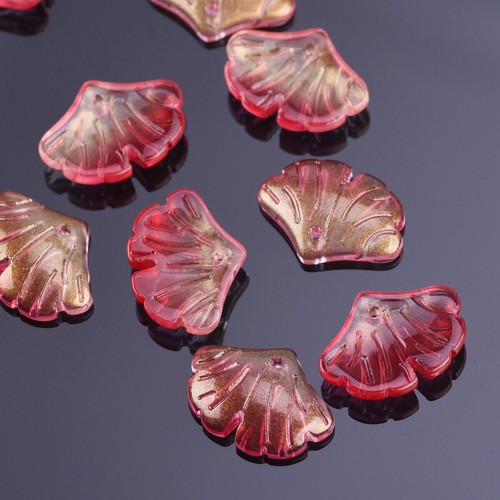 10pcs 20x15mm Ginkgo Leaf Petal Foil Lampwork Glass Loose Pendants Beads Lot - Picture 15 of 23