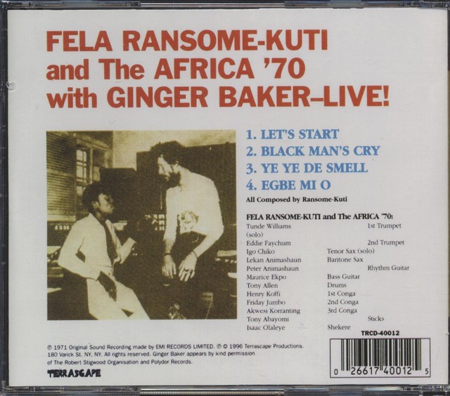 Fela with Ginger Baker Live! by Obina Shok, Fela Kuti/Fela Kuti