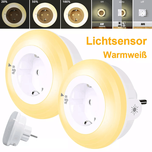 3 LED Nachtlicht Dimmbare Lichtsensor Steckdose Nachtlampe Warmweiß Kinderzimmer - Bild 3 von 22
