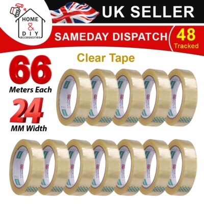 Transparentes starkes Klebeband Verpackungsrollen Paketverpackung Sellotape 24 mm x 66 m 12 x