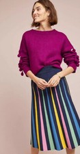 Anthropologie Maeve Rainbow Pleated Contrast Skirt Size XS