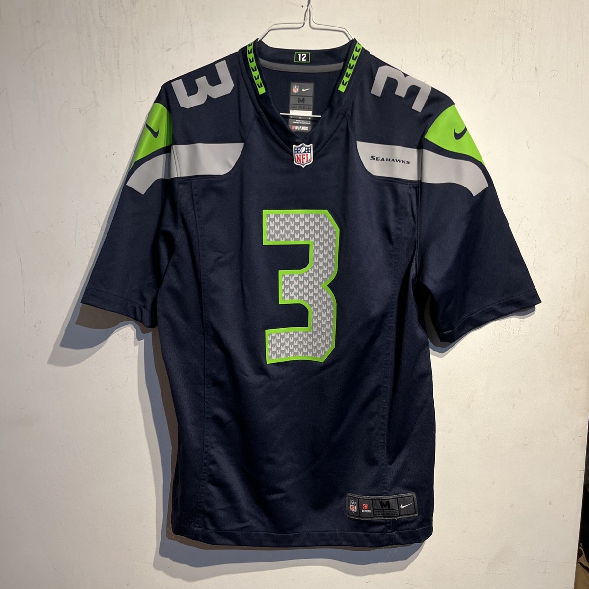 Nike Seattle Seahawks Russell Wilson #3 On Field Navy Jersey Mens