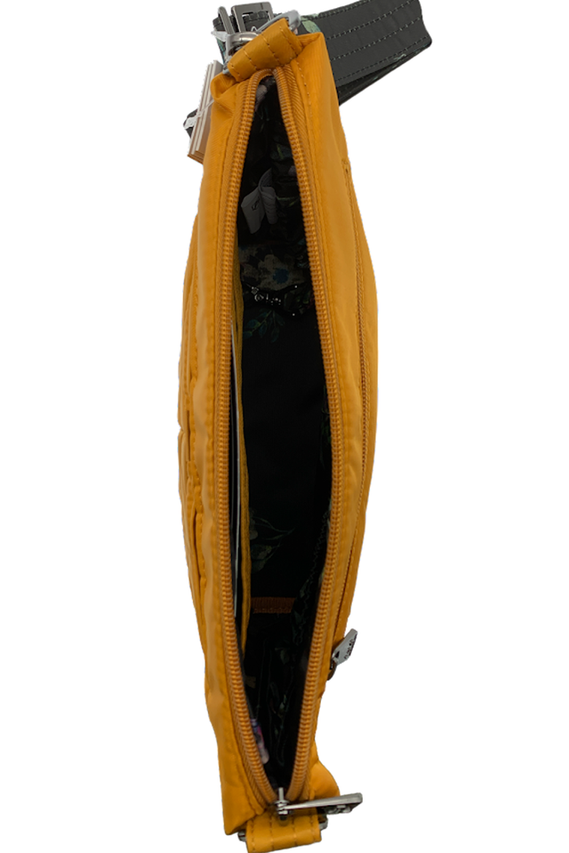 Lug RFID Quilted Crossbody with Printed Strap Flare Amber Yellow/Black