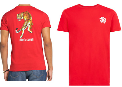 ROBERTO CAVALLI FIRENZE TIGER LOGO PRINT LUXURY CREW NECK T-SHIRT SHIRT TOP L