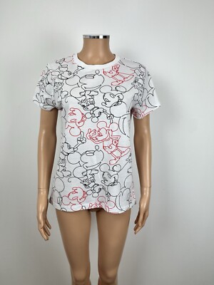 Disney @ Primark White Red Black Mickey Mouse Print T-shirt XS 6-8