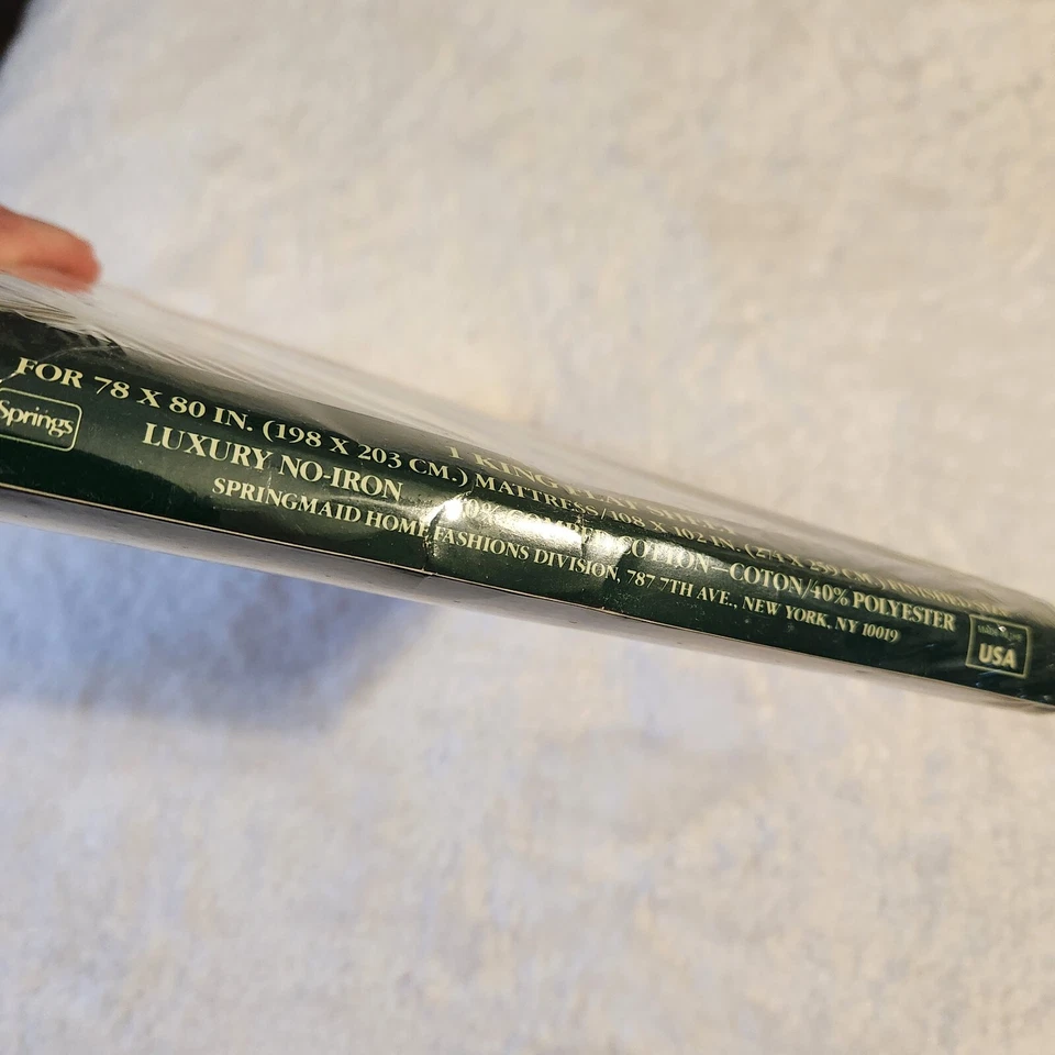 Vtg Sealed BILL BLASS For Springmaid 200 Count Percale King Flat Sheet Mauve - Image 4 of 4