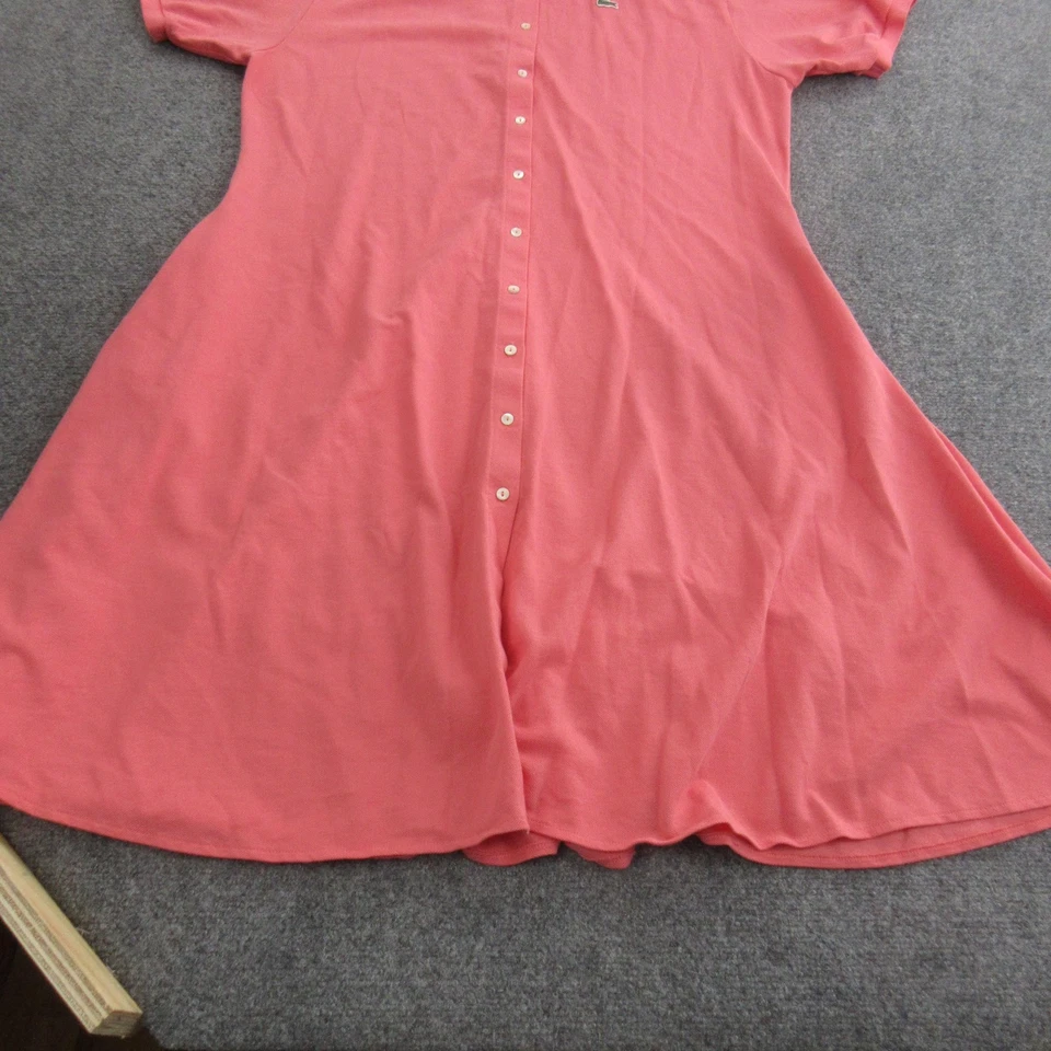 Vestido Camisa Lacoste Mujer Grande 44 Rosa Polo Botón Delantero Piqué Algodón Cocodrilo Foto 4 de 4