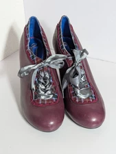 Poetic License Burgundy Leather Laced Up Ankle Boots Size 39.5 or 8.5