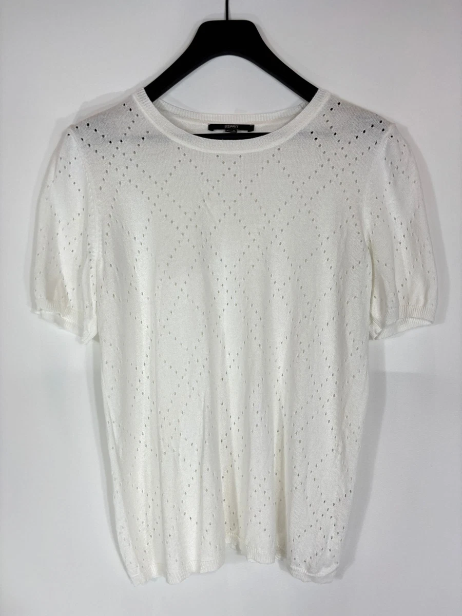 ESPRIT Maglietta Donna Con Ricamo – T-shirt In Cotone Con Maniche Corte, Capo Base Moda, Casual E Elegante