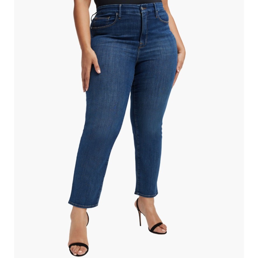 Good American Good Legs Straight Jeans Medium Wash Women's size 14 / 32 Preppy