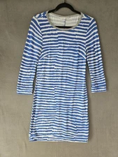 TRINA TURK Small DRESS Striped bodycon Sheath Blue White Nautical Stretch