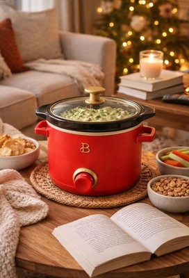 Beautiful by Drew Barrymore Small Slow Cooker Red Gold 2QT 3QT Brand New No Box
