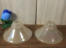 Paire Abat-jour Tulipe Ancien en Verre Art Déco Irisé Loetz pour Lampe Applique