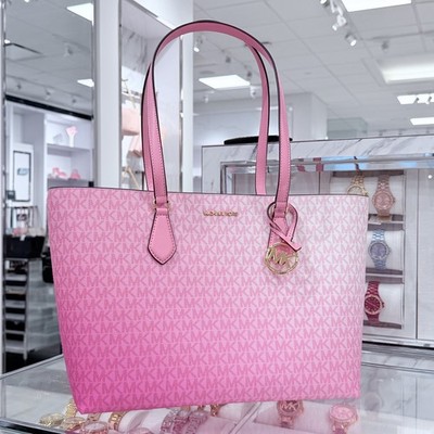 Michael Kors Sheila Large Tote Multifunction Bag MK Logo Ombre Carnation