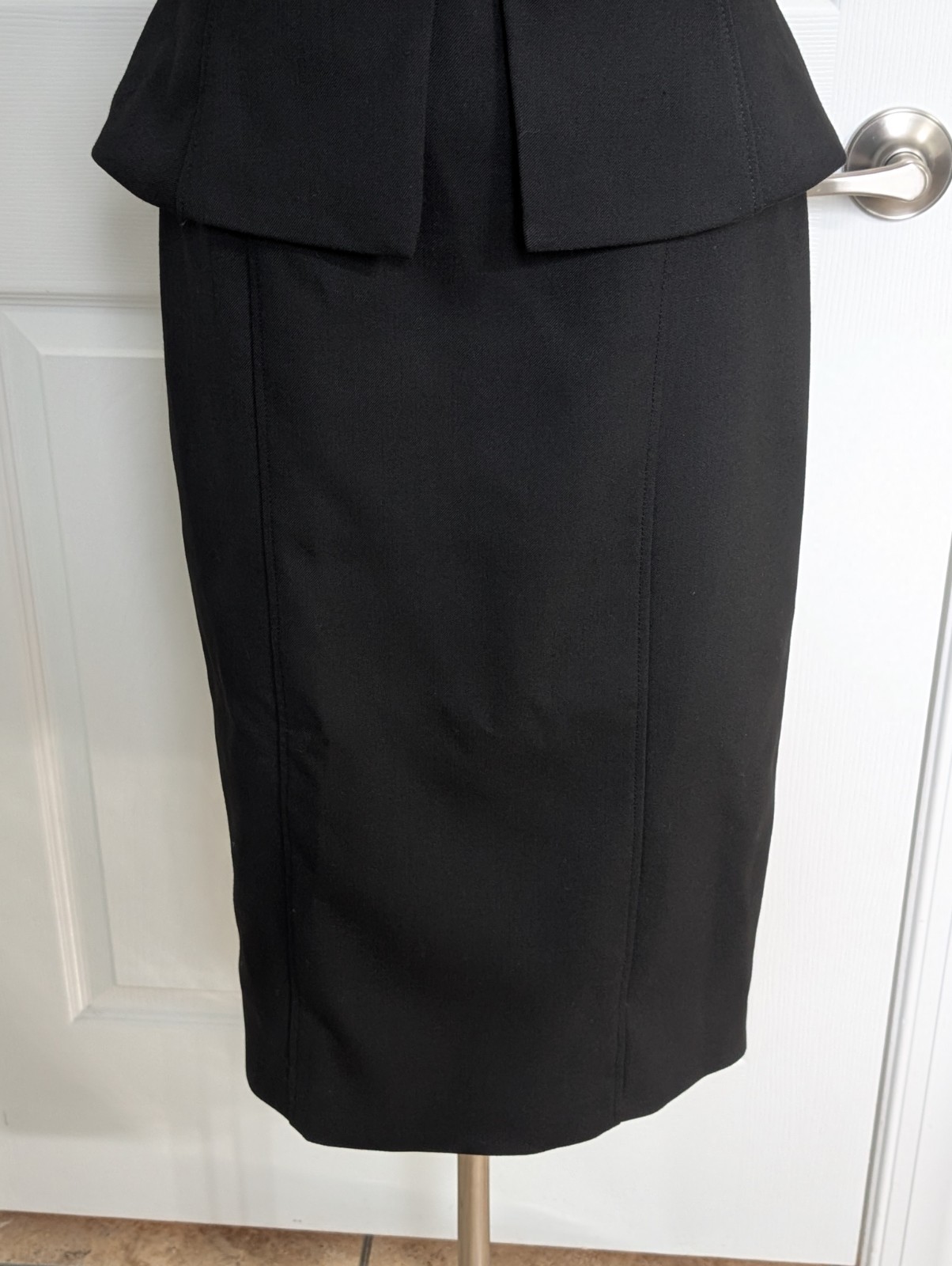 Ted Baker Fleurrr Square Neck Midi Black Dress Peplum Size 1 US 2 Minimalist 