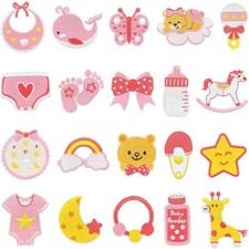 Baby Iron on Patches for Girls-20Pcs Pink Baby Girl Embroidered Patches for Clot