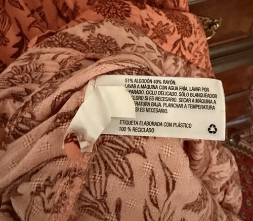 Abito filo universale XS corallo maxi svasato strati manica corta floreale volant pocke - Foto 6 di 6