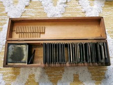 Antique Photographic Slides In Wooden Box Various Scenes And Images